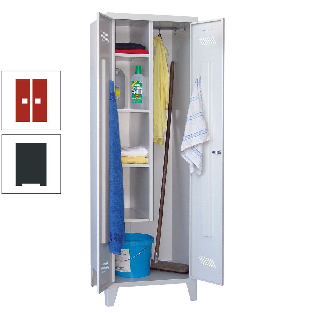 Putzschrank mit Füßen - 1 Abteil mit Trennwand - 1.850x600x500 mm (HxBxT) - Drehriegel - anthrazitgrau