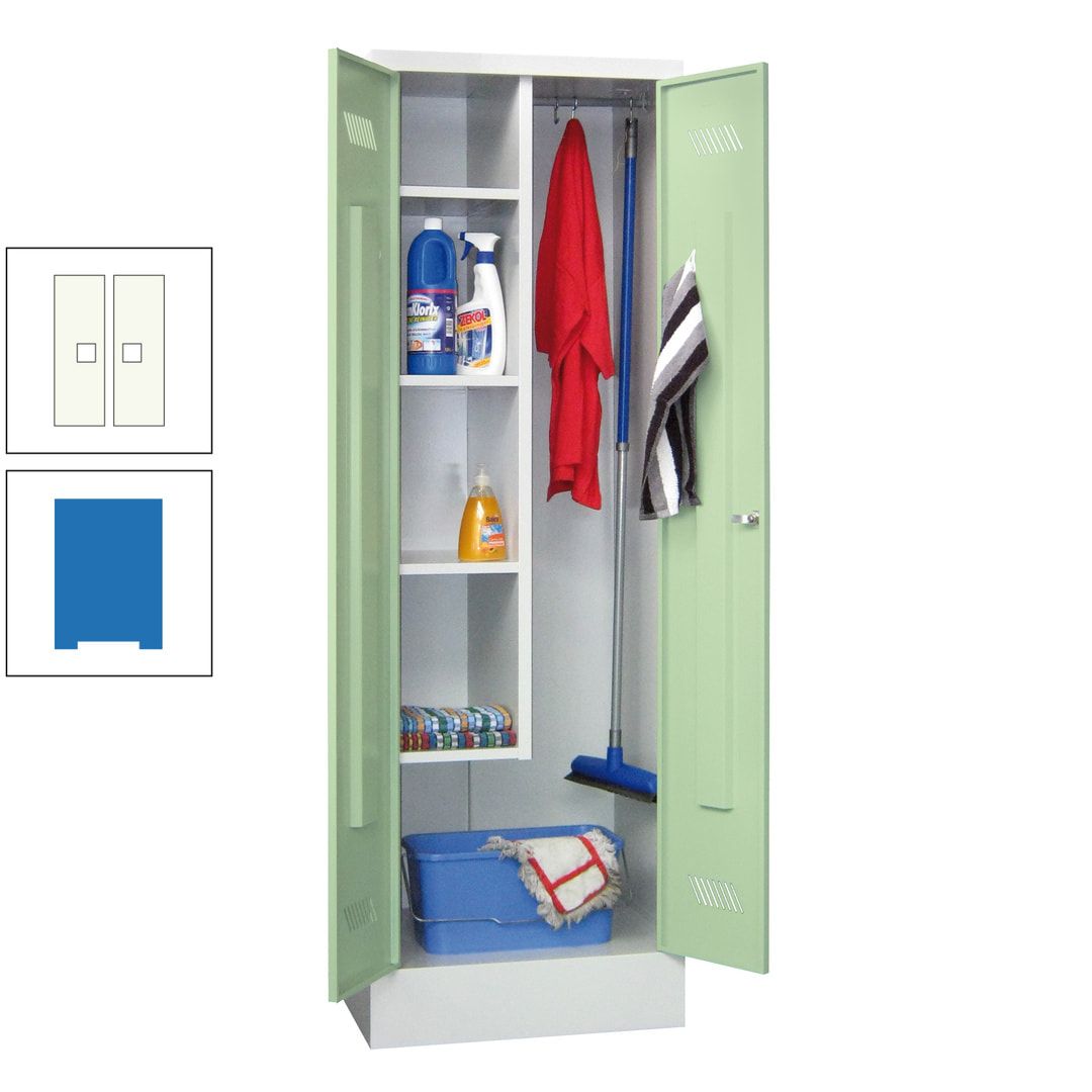 Putzschrank mit Sockel - 1 Abteil mit Trennwand - 1.850x600x500 mm (HxBxT) - Drehriegel - anthrazitgrau