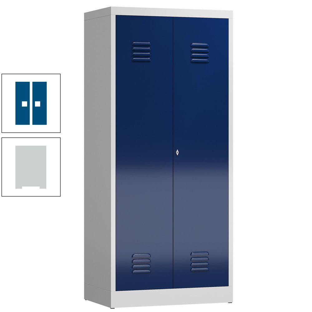 Mehrzweckschrank, Garderobenschrank, 2 Abteile, 6 Fächer, 1.800 x 800 x 500 mm (HxBxT), Drehriegel, Stahl, Korpus: lichtgrau, Front: anthrazitgrau