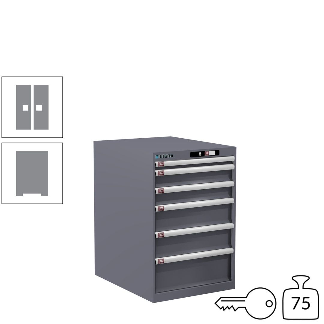 Lista Schubladenschrank - 14.407.010 - 850x564x725 mm (HxBxT) - 6 Schubladen - 75 kg - Key Lock - lichtblau (RAL 5012)