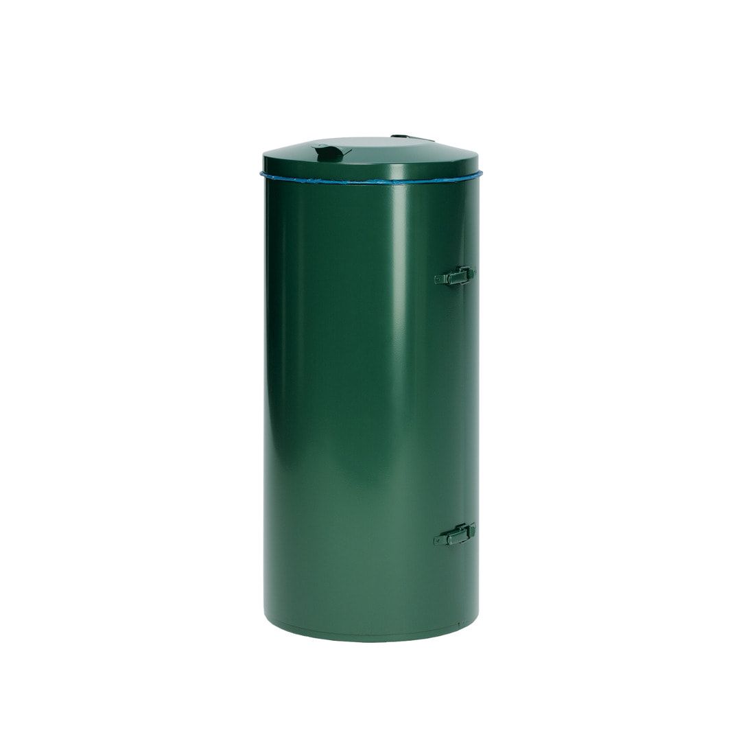 Abfallbehälter mit Flügeltür - Volumen 120 l - rund - 980 x 500 x 500 mm (HxBxT) - kieselgrau