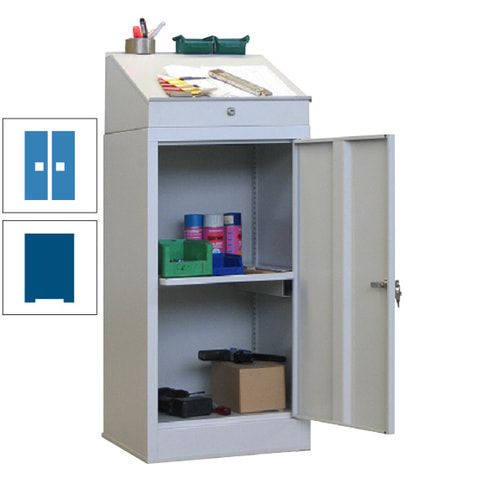 Stehpult mit Schrank - Vollblechtür - Zylinderschloss - 1 Ausziehboden - 1.270x500x500 mm (HxBxT) - anthrazitgrau
