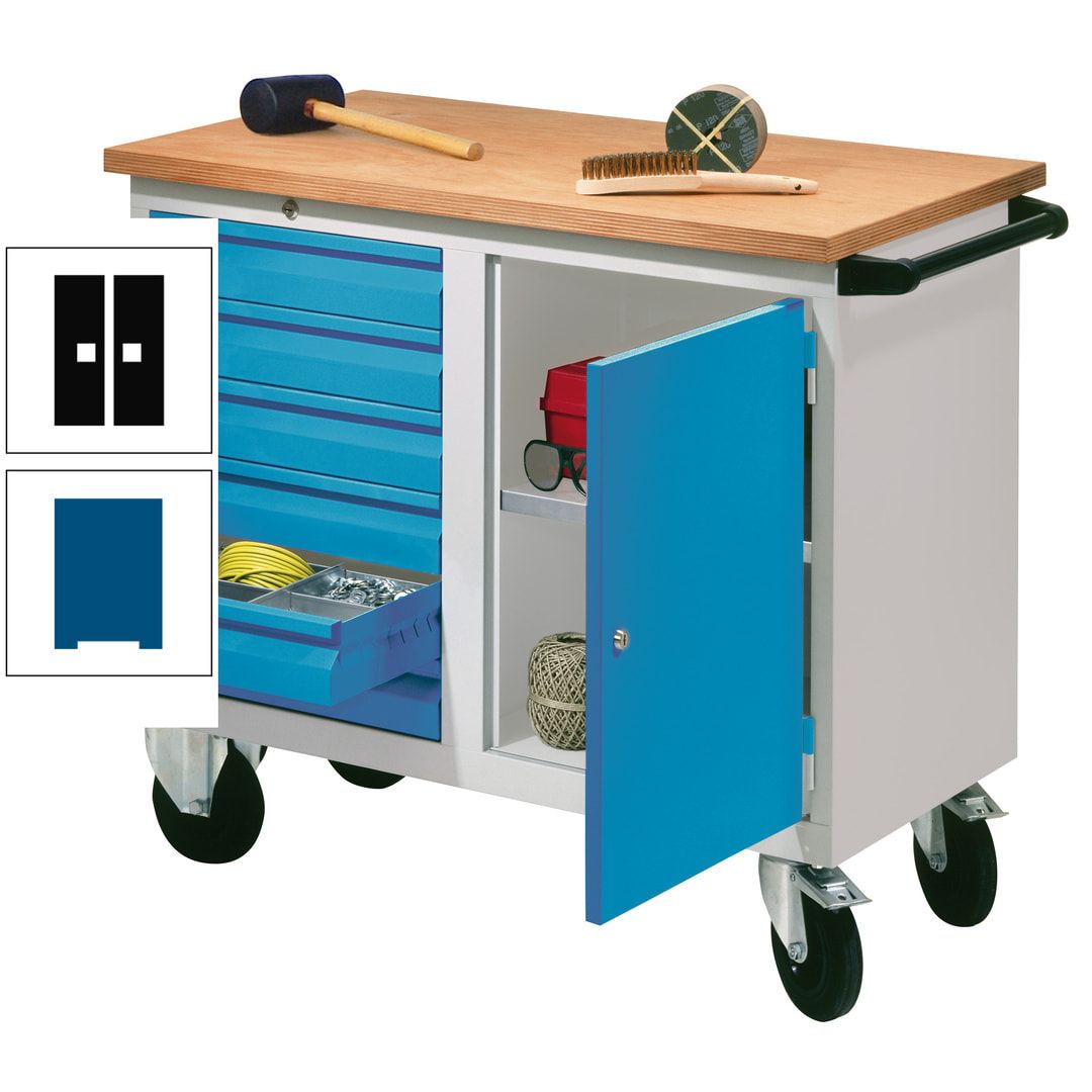 Mobile Werkbank - Werkstattwagen - 915 x 1.090 x 600 mm - 6 Schubladen und Schrankfach - anthrazitgrau