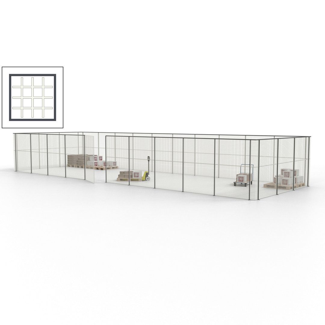 Maschinen Schutzgitter - Hallentrennwand - Sicherheitszaun - Tür - 39 m - 2.200 x 15.400 x 4.900 mm (HxBxT) - enzianblau