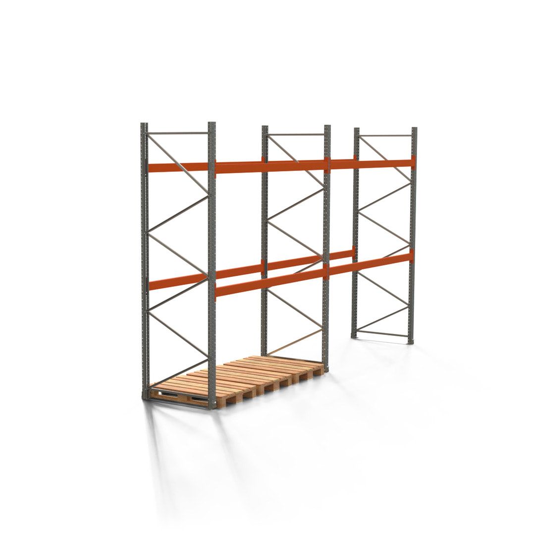 Palettenregal ARTUS - 3 Ebenen - Fachlast 2.100 kg - 3.500 x 11.225 x 1.100 mm (HxBxT) - 4 Felder - Schwerlastregal