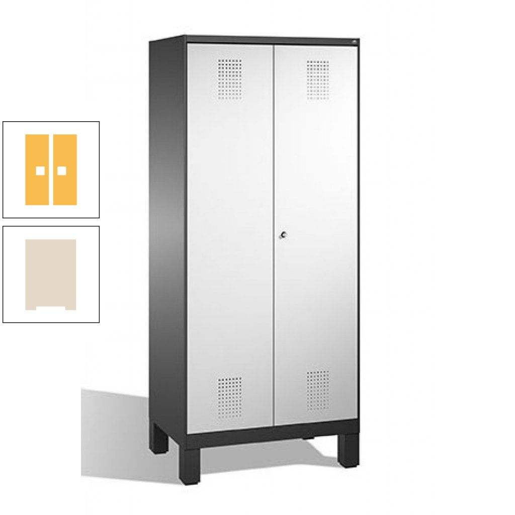 Mehrzweckschrank, Doppeltüren, auf Füßen, 2 Abteile a 400 mm, Korpus anthrazitgrau, Tür anthrazitgrau, 1.850 x 800 x 500 mm (HxBxT)
