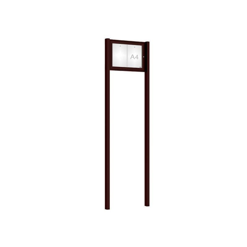 Pfosten-Set (2 Endpfosten) für Schaukasten mit Doppelflügeltür - Höhe 2.600 mm - Einbetonieren - Farbe Schokoladenbraun
