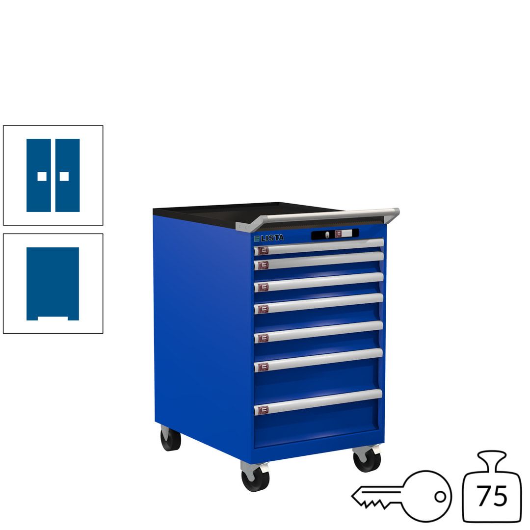 Lista Schubladenschrank - 14.372.010 - 990 x 564 x 725 mm (HxBxT) - 7 Schubladen - 75 kg - Key Lock - lichtblau (RAL 5012)