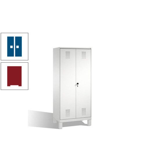 Doppel-Spind, Doppeltüren, Garderobenschrank mit Füßen, 2 Abteile a 400 mm, Korpus anthrazitgrau, Tür anthrazitgrau, 1.850 x 800 x 500 mm (HxBxT)