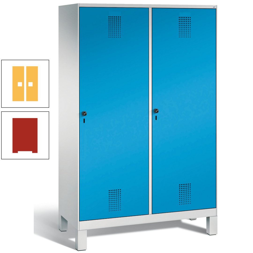 Doppel-Spind, Garderobenschrank, 2 Türen für 4 Abteile a 300 mm, Korpus anthrazitgrau, Türen anthrazitgrau, 1.850 x 1.200 x 500 mm (HxBxT)