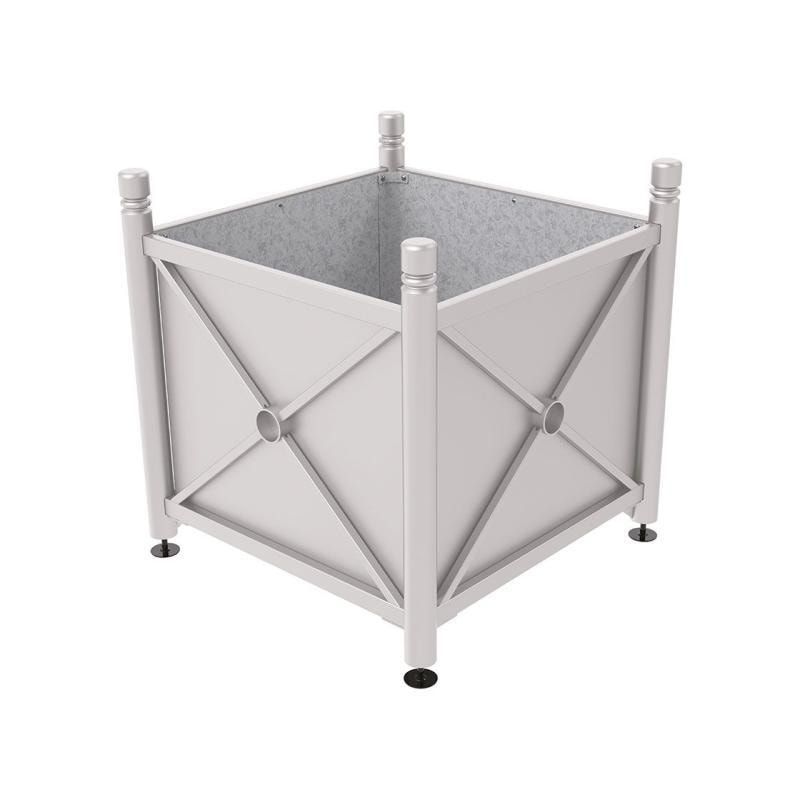 Pflanzbehälter, fvz.Stahl, innen feuerverzinkt, Verladungsgriffe, verstellbare Füße, Kopf Agora, 900 x 1.000 x 1.000 mm (HxBxT), enzianblau