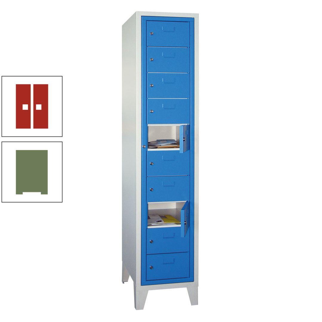 Schließfachschrank - Wäscheausgabeschrank - 10 Fächer a 315 mm - 1.850x400x500 mm (HxBxT) - Füße - Zylinderschloss - anthrazitgrau