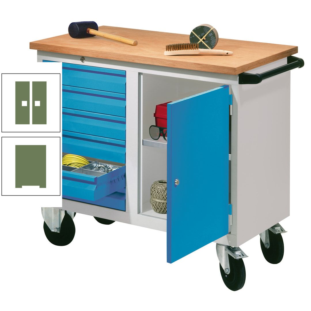 Mobile Werkbank - Werkstattwagen - 915 x 1.090 x 600 mm - 6 Schubladen und Schrankfach - anthrazitgrau