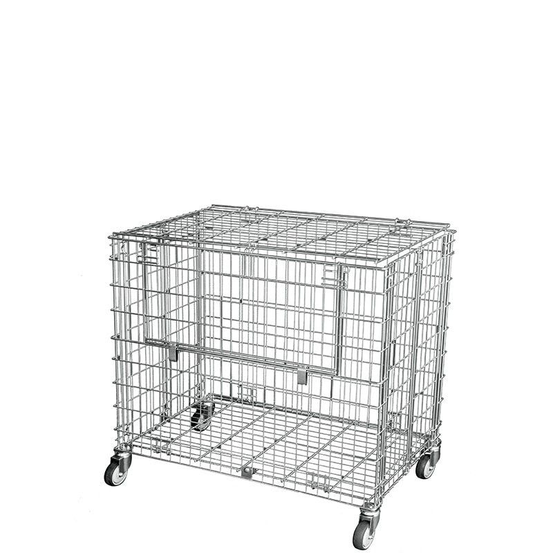 Ballwagen, Drahtgitterwagen, Rollbehälter, Metallkorb, verzinkt, Füllhöhe 870 mm, 4 Lenkrollen, 150 kg Tragkraft, 1.000 x 1.040 x 610 mm (HxBxT)