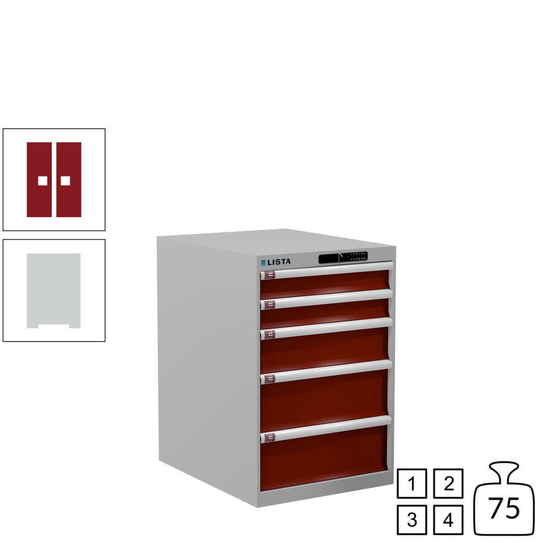 Lista Schubladenschrank - 14.399.010 - 850x564x725 mm (HxBxT) - 5 Schubladen - 75 kg - Key Lock - lichtblau (RAL 5012)