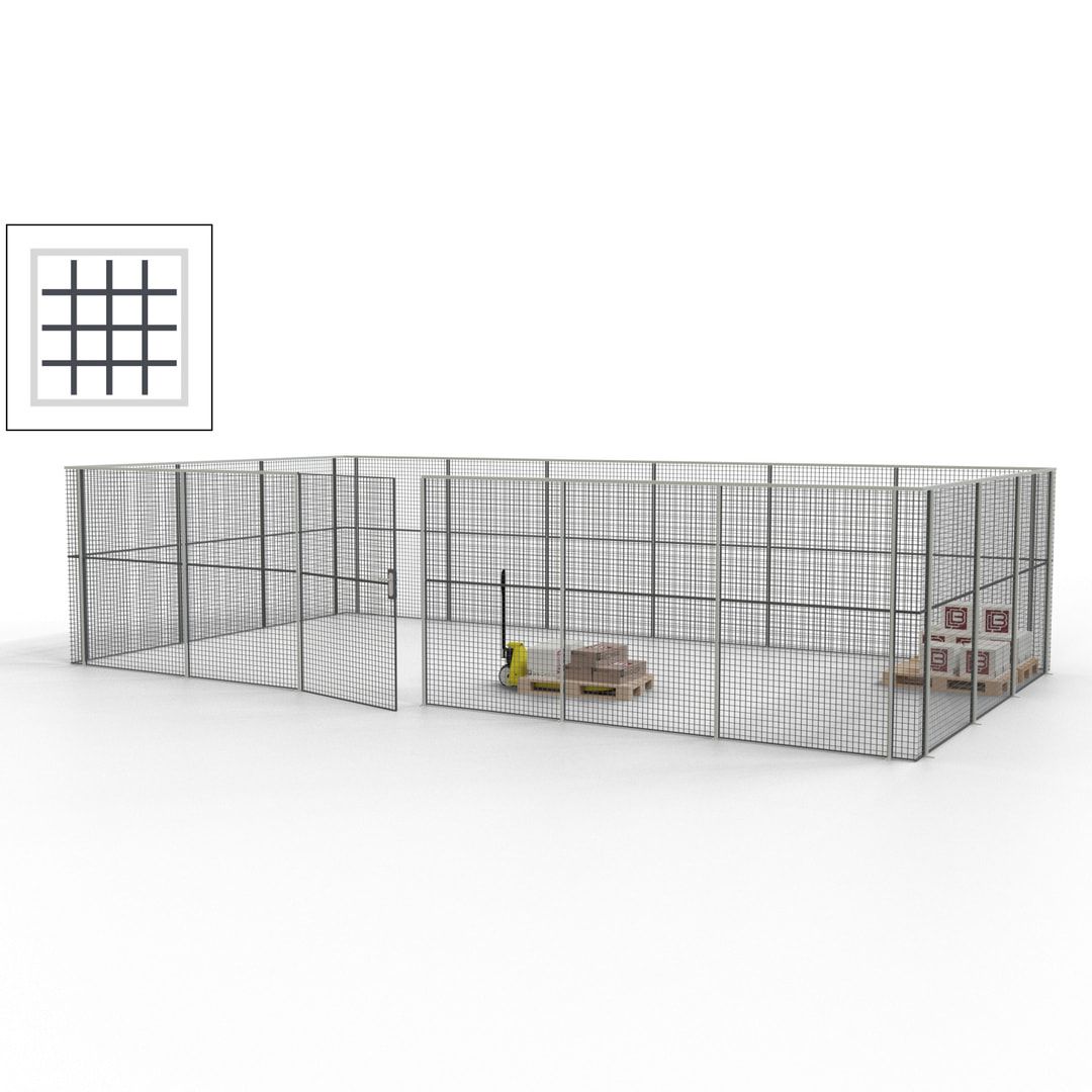 Maschinen Schutzgitter - Hallentrennwand - Sicherheitszaun - Tür - 27 m - 2.200 x 9.400 x 4.900 mm (HxBxT) - enzianblau
