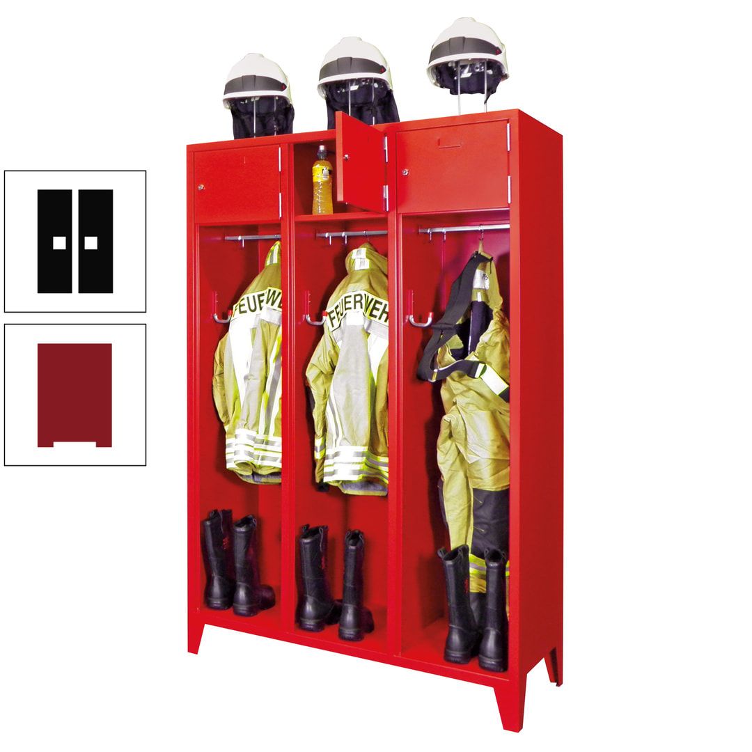 Feuerwehrschrank - 2 Abteile - Ablagefach mit Tür, Etikettenrahmen - 2.100 x 830 x 500 mm (HxBxT) - anthrazitgrau