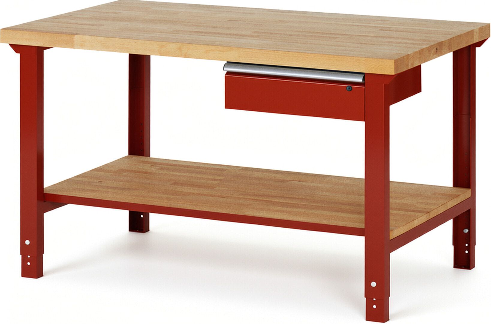 Werkbank mit Ablage - 1 Schublade - 150:1 - höhenverstellbar 790 - 1.140 mm - 1.500 x 900 mm (BxT) - 750 kg - Buche - Anthrazitgrau