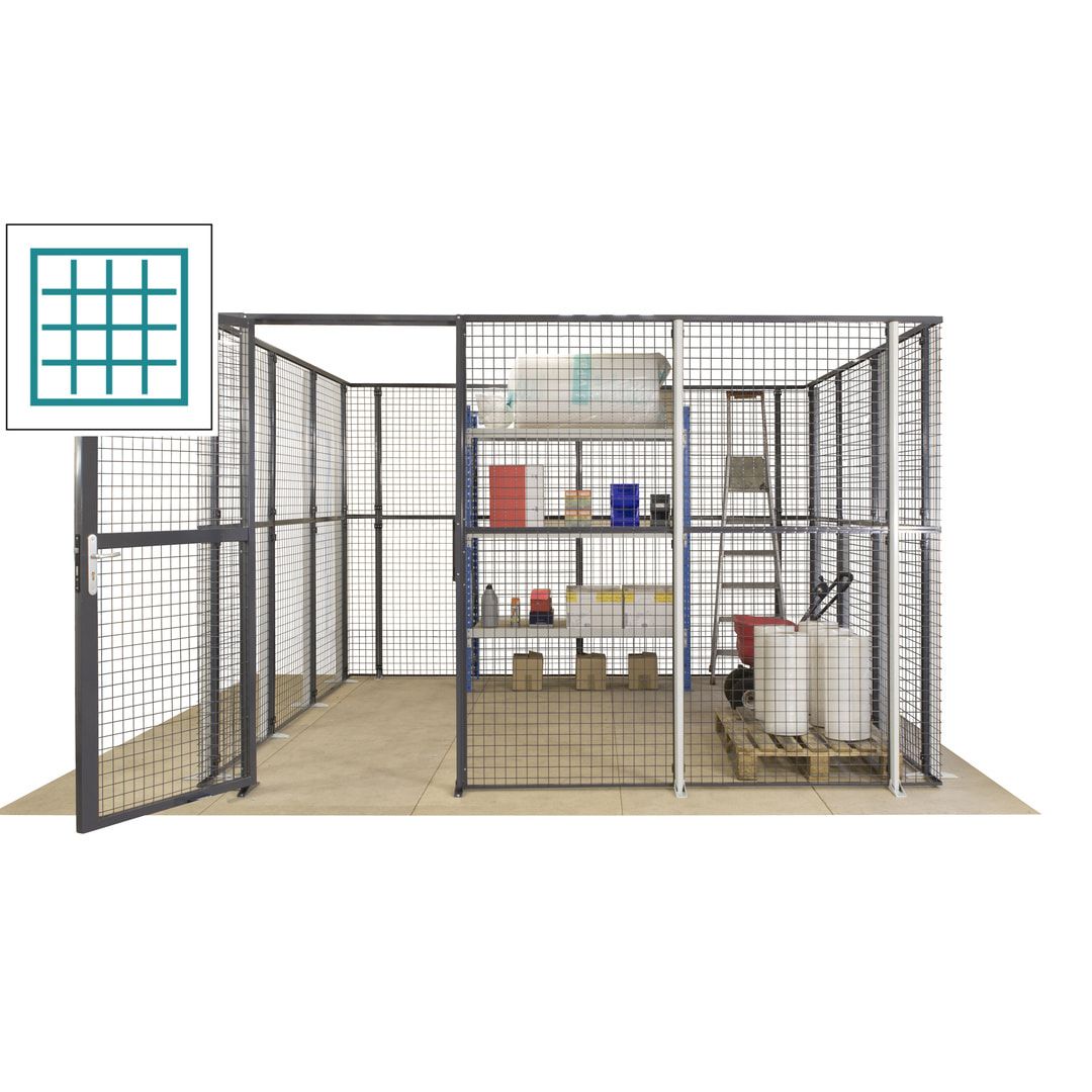 Maschinen Schutzgitter - Hallentrennwand - Sicherheitszaun - Tür - 72 m - 2.200 x 21.400 x 15.400 mm (HxBxT) - enzianblau