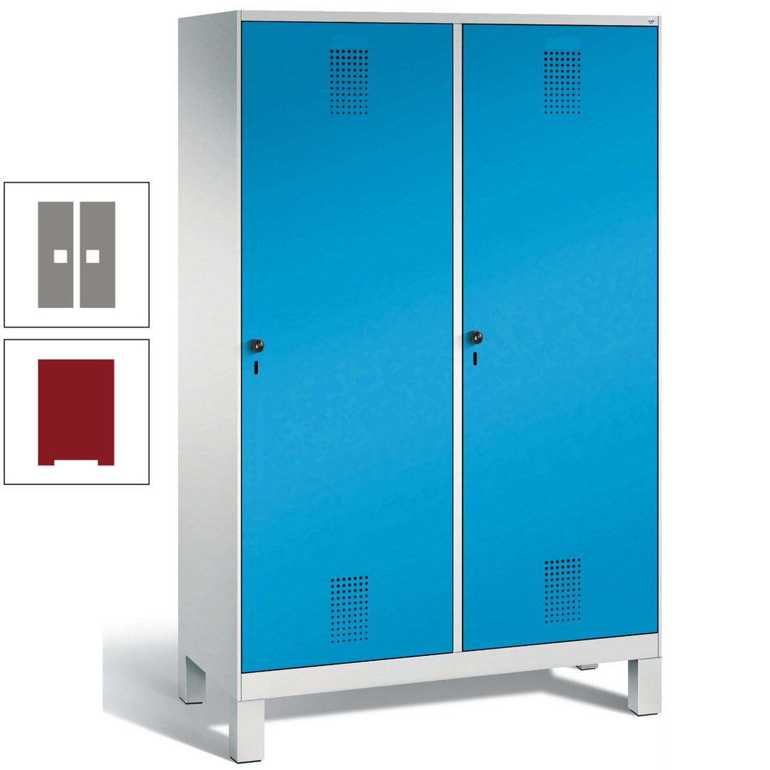 Doppel-Spind, Garderobenschrank, 2 Türen für 4 Abteile a 300 mm, Korpus anthrazitgrau, Türen anthrazitgrau, 1.850 x 1.200 x 500 mm (HxBxT)