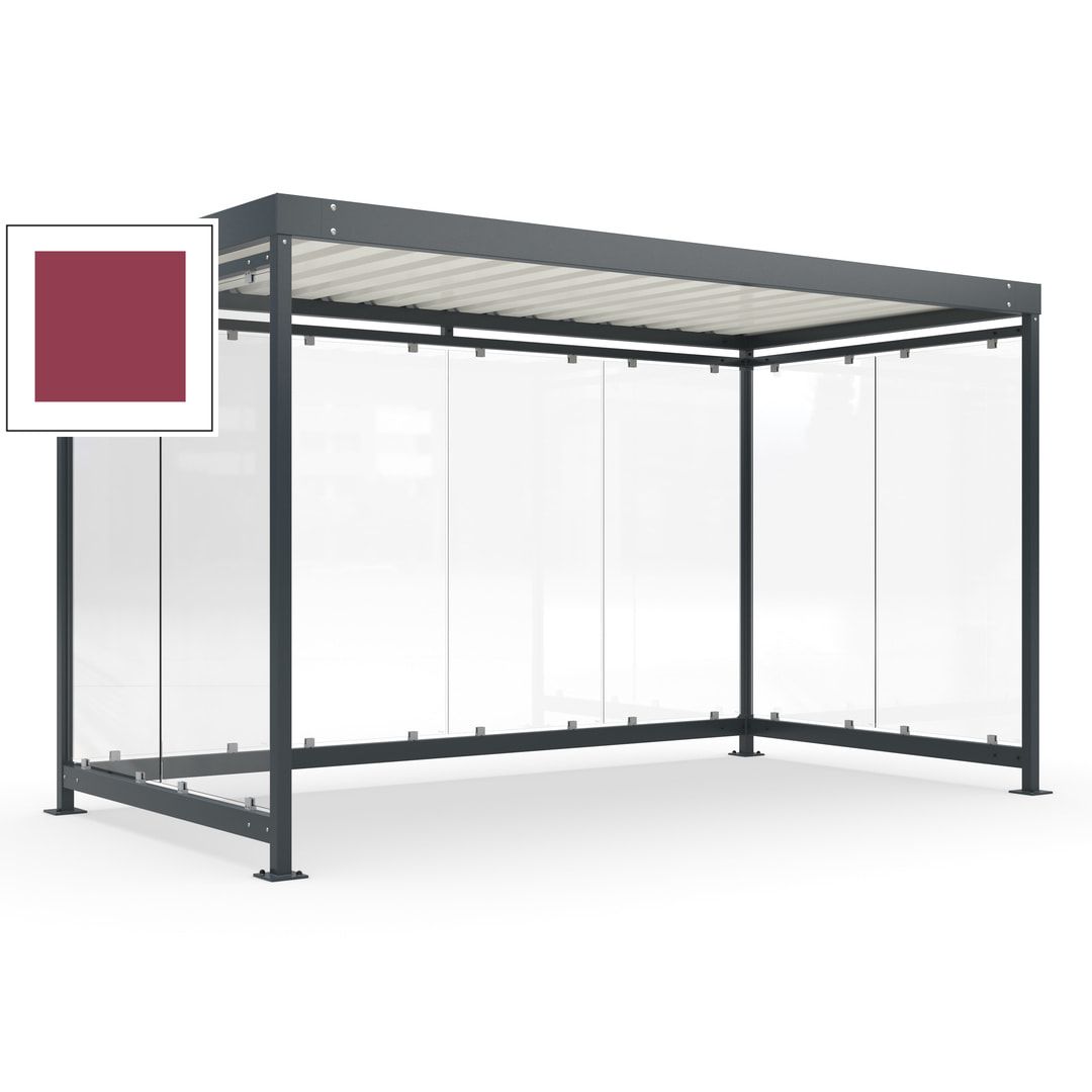 Fahrradunterstand, Fahrgastunterstand, Bushaltestelle, Bausatz, 12-13 Personen, 2.510 x 4.195 x 2.165 mm (HxBxT), 8 Wände, Achatgrau