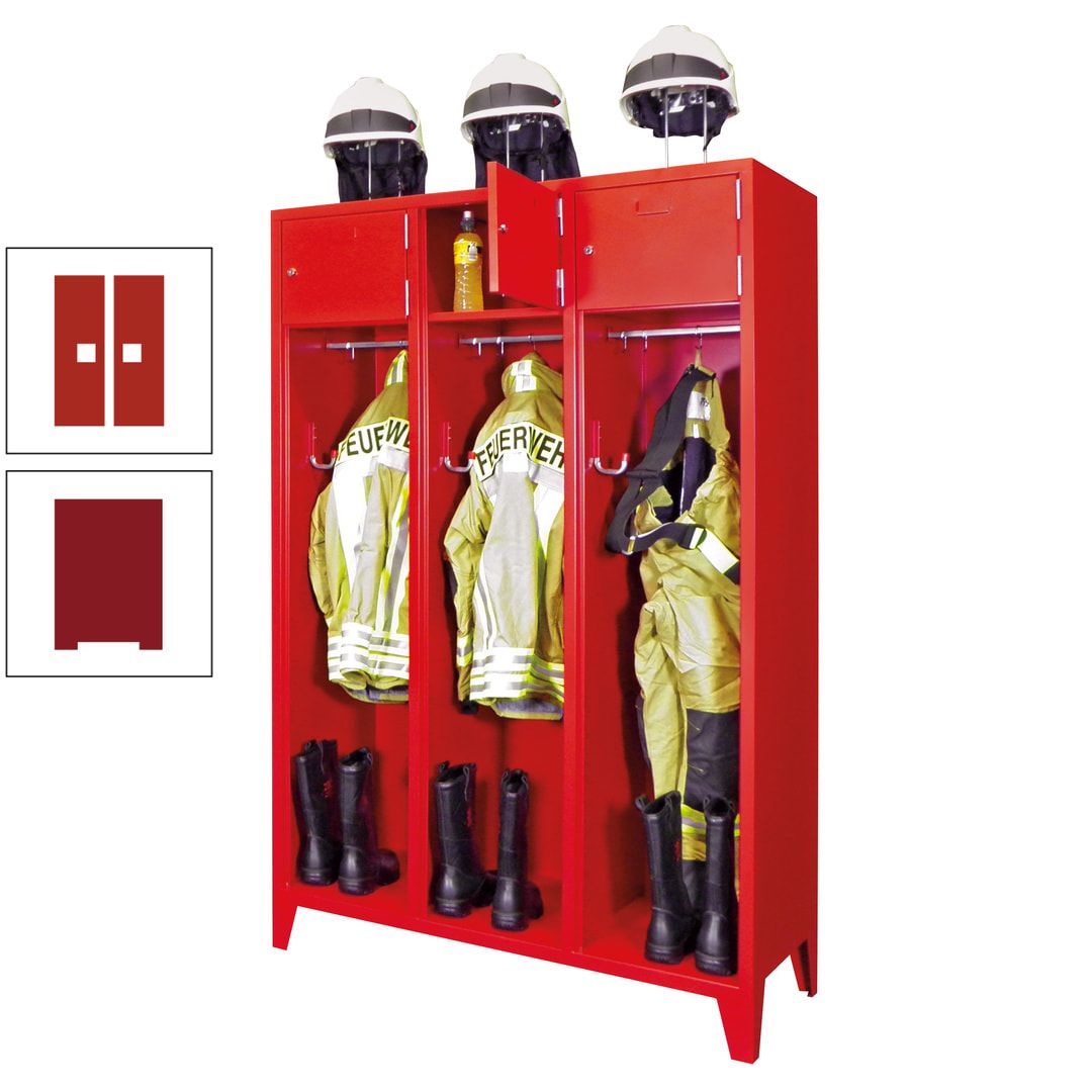 Feuerwehrschrank - 2 Abteile - Ablagefach mit Tür, Etikettenrahmen - 2.100 x 830 x 500 mm (HxBxT) - anthrazitgrau