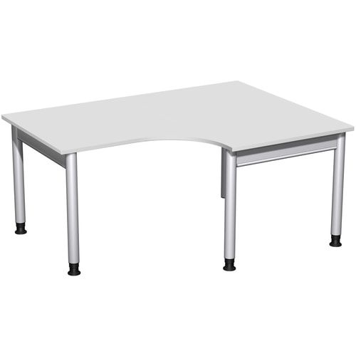 Eckschreibtisch, Eckteil 800 mm, rechts, Füße einseitig verkürzt, 4-Fuß Pro, höhenverstellbar, 680-800 x 1.600 x 1.200 mm (HxBxT), Dekor Ahorn
