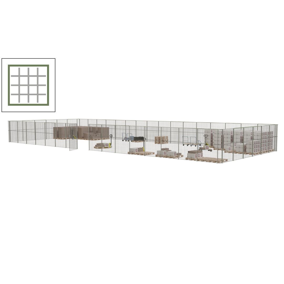 Maschinen Schutzgitter - Hallentrennwand - Sicherheitszaun - Tür - 66 m - 2.200 x 24.400 x 9.400 mm (HxBxT) - enzianblau