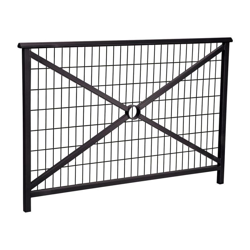 Geländer Kreuz und Gitter - 1.000 x 1.500 mm - abgerundeter Handlauf - Farbe enzianblau - Außengeländer Systemgeländer