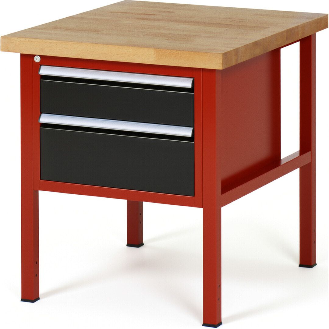 Werkbank - 2 Schubladen - Teilauszug - 150:1 / 210:1 - Höhe 840-1.040 mm - 750 x 900 mm - 1.250 kg - Buche - Anthrazitgrau