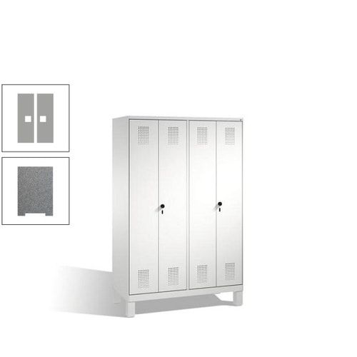 Doppel-Spind, Doppeltüren, Garderobenschrank mit Füßen, 4 Abteile a 300 mm, Korpus anthrazitgrau, Tür anthrazitgrau, 1.850 x 1.200 x 500 mm (HxBxT)