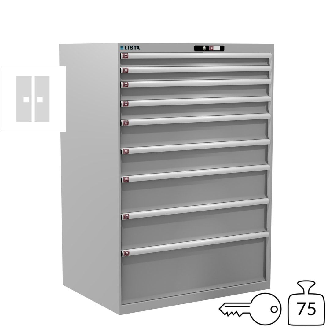 Lista Schubladenschrank - 12.550.010 - 1.450x1.023x725 mm (HxBxT) - 9 Schubladen - 200 kg - Key Lock - lichtblau (RAL 5012)