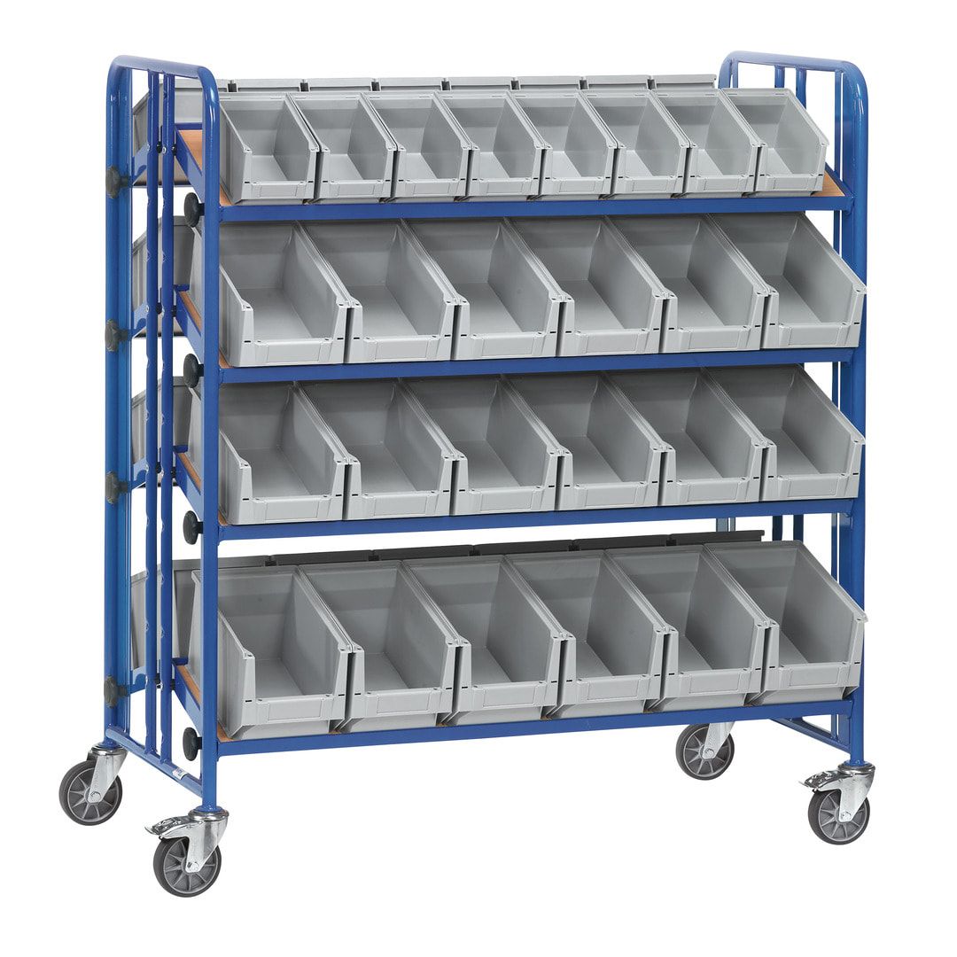 Fetra - Etagenwagen für 52 Sichtlagerkästen - 1.530 x 740 x 1.420 mm (HxBxT)