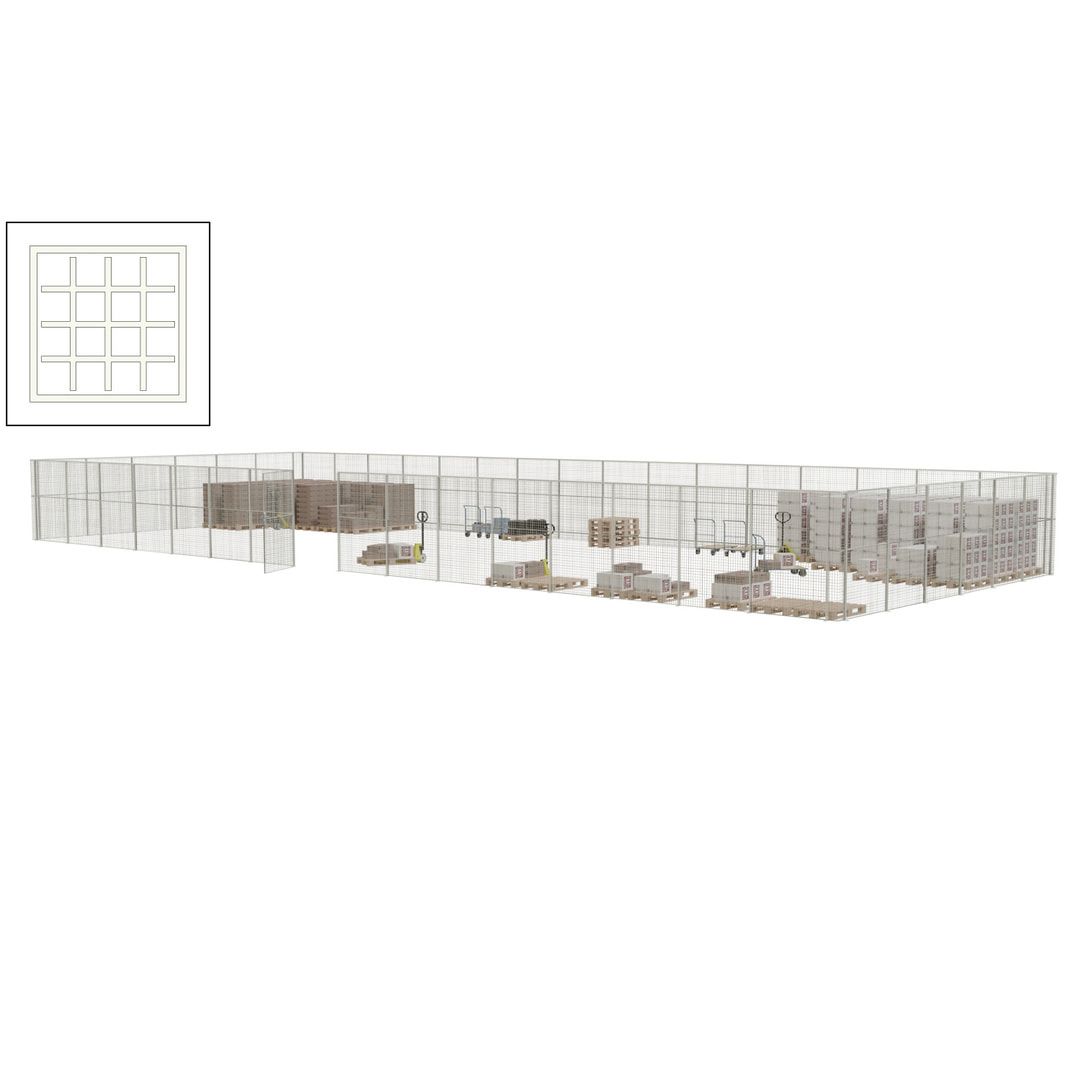 Maschinen Schutzgitter - Hallentrennwand - Sicherheitszaun - Tür - 66 m - 2.200 x 24.400 x 9.400 mm (HxBxT) - enzianblau