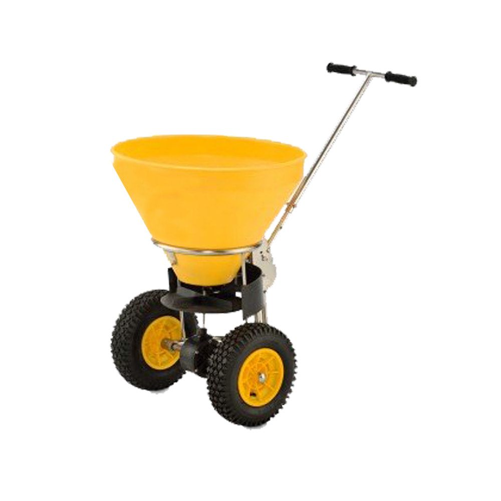 Robuster Streuwagen für Winterdienst und Gartenbau - 6 Streustufen - bis 4 m Streubreite - Volumen 50 l - luftbereift - Edelstahl/Composite