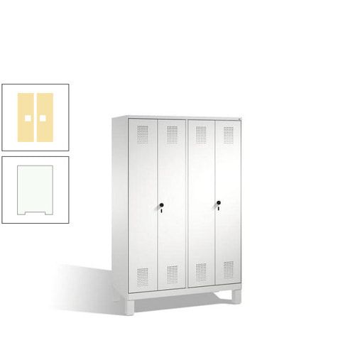 Doppel-Spind, Doppeltüren, Garderobenschrank mit Füßen, 4 Abteile a 300 mm, Korpus anthrazitgrau, Tür anthrazitgrau, 1.850 x 1.200 x 500 mm (HxBxT)