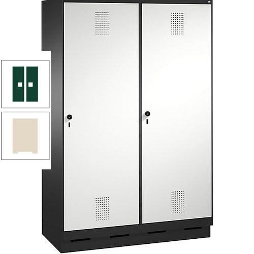 Doppel-Spind, Garderobenschrank, 2 Türen für 4 Abteile a 300 mm, Korpus anthrazitgrau, Türen anthrazitgrau, 1.800 x 1.200 x 500 mm (HxBxT)