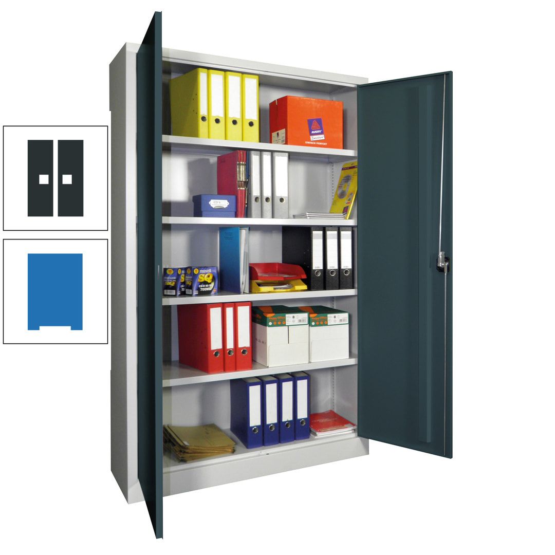 Aktenschrank - Vollblechtüren - 1.950x1.200x400 mm (HxBxT) - 4 Einlegeböden verzinkt - Zylinderschloss - anthrazitgrau