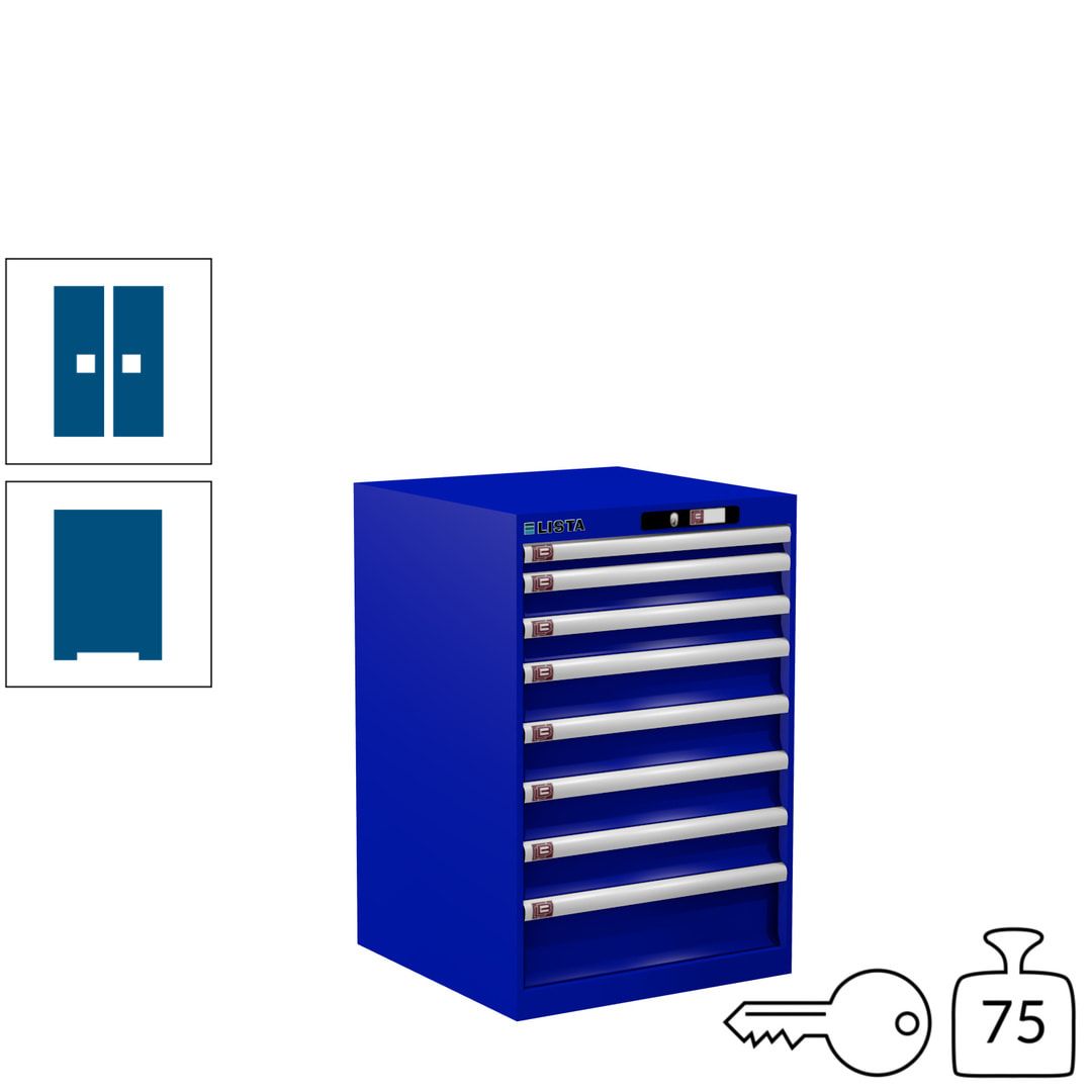 Lista Schubladenschrank - 14.250.010 - 850x564x572 mm (HxBxT) - 8 Schubladen - 75 kg - Key Lock - lichtblau (RAL 5012)
