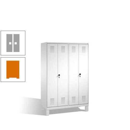 Doppel-Spind, Doppeltüren, Garderobenschrank mit Füßen, 4 Abteile a 300 mm, Korpus anthrazitgrau, Tür anthrazitgrau, 1.850 x 1.200 x 500 mm (HxBxT)
