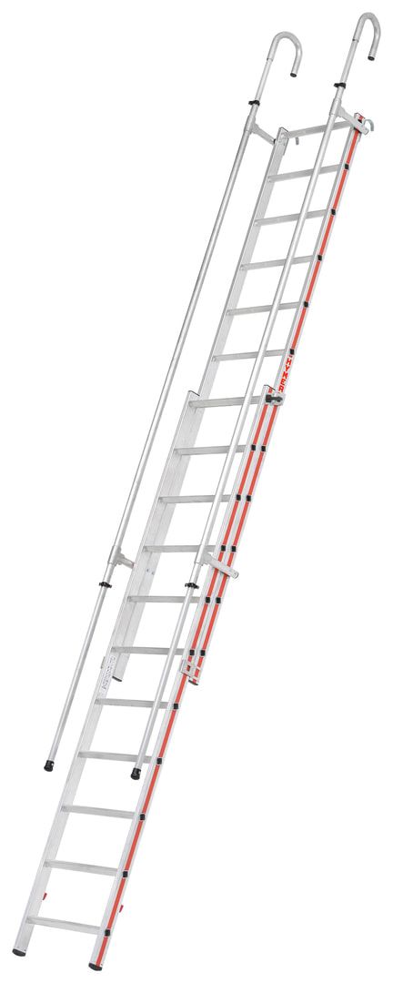 Einhänge-Schiebeleiter - Aluminium - ausziehbare Handläufe - Breite 550 mm - Länge 3.260 mm