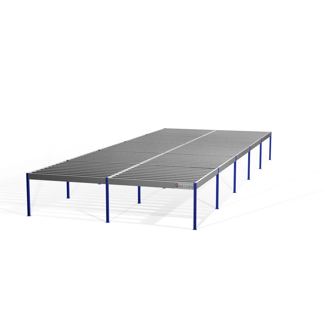 Lagerbühne - 2.100 x 10.000 x 10.000 mm (HxBxT) - 250 kg/qm - mit Böden - Perlweiß (RAL 1013)