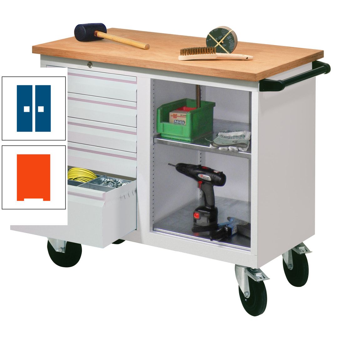 Mobile Werkbank - Werkstattwagen - 915 x 1.090 x 600 mm - 5 Schubladen und Ablagefach - anthrazitgrau