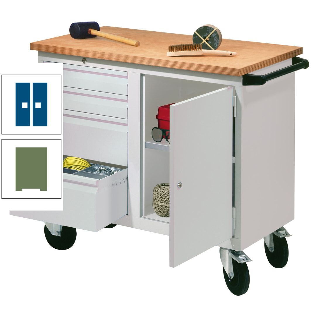 Mobile Werkbank - Werkstattwagen - 915 x 1.090 x 600 mm - 4 Schubladen und Schrankfach - anthrazitgrau