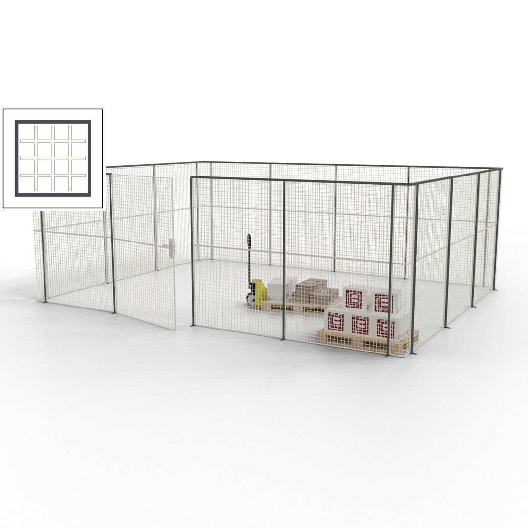 Maschinen Schutzgitter - Hallentrennwand - Sicherheitszaun - Tür - 21 m - 2.200 x 6.400 x 4.900 mm (HxBxT) - enzianblau