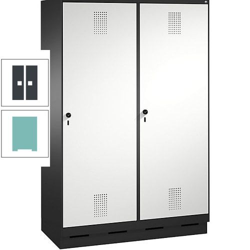 Doppel-Spind, Garderobenschrank, 2 Türen für 4 Abteile a 300 mm, Korpus anthrazitgrau, Türen anthrazitgrau, 1.800 x 1.200 x 500 mm (HxBxT)