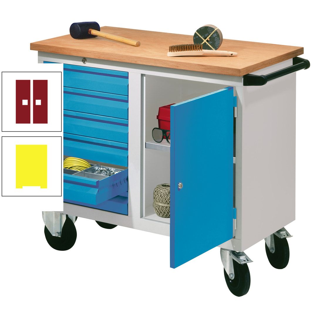 Mobile Werkbank - Werkstattwagen - 915 x 1.090 x 600 mm - 6 Schubladen und Schrankfach - anthrazitgrau