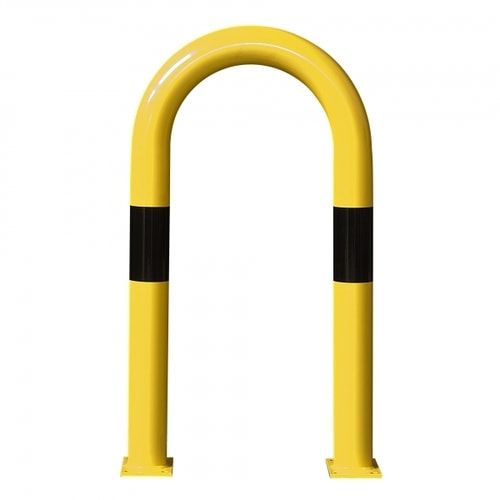 Extra starker Rammschutz-Bügel, Outdoor, Anfahrschutz aus Gütestahl, 1.200 mm Höhe, 1.000 mm Breite, feuerverzinkt und gelb kunststoffbeschichtet