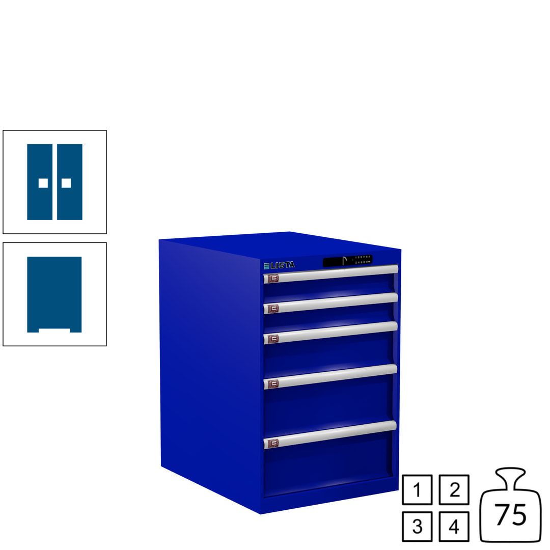 Lista Schubladenschrank - 14.399.010 - 850x564x725 mm (HxBxT) - 5 Schubladen - 75 kg - Key Lock - lichtblau (RAL 5012)