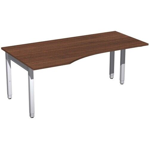 Eckschreibtisch, Ecke links, Füße einseitig verkürzt, 4-Fuß Quadrat Pro, höhenverstellbar, 680-800 x 1.600x 1.000 mm (HxBxT), Dekor Ahorn